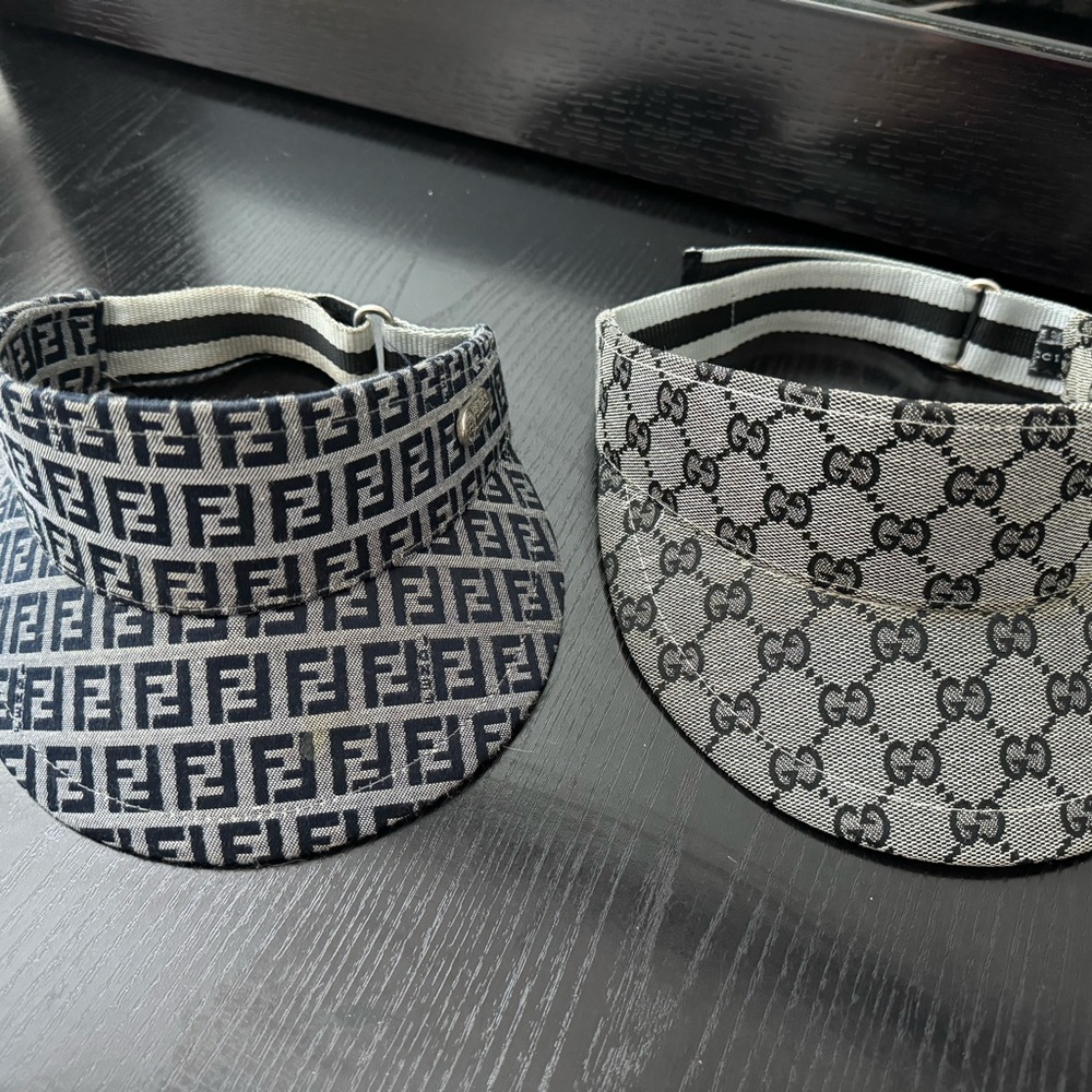 TWO designer visors. One Gucci and one Fendi. Both are authentic and real.